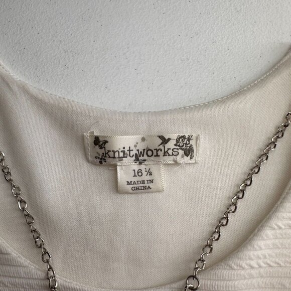 Knitworks Girls White & Black Sleeveless Dress 16 1/2 Necklace Tulle Holiday - Picture 2 of 12